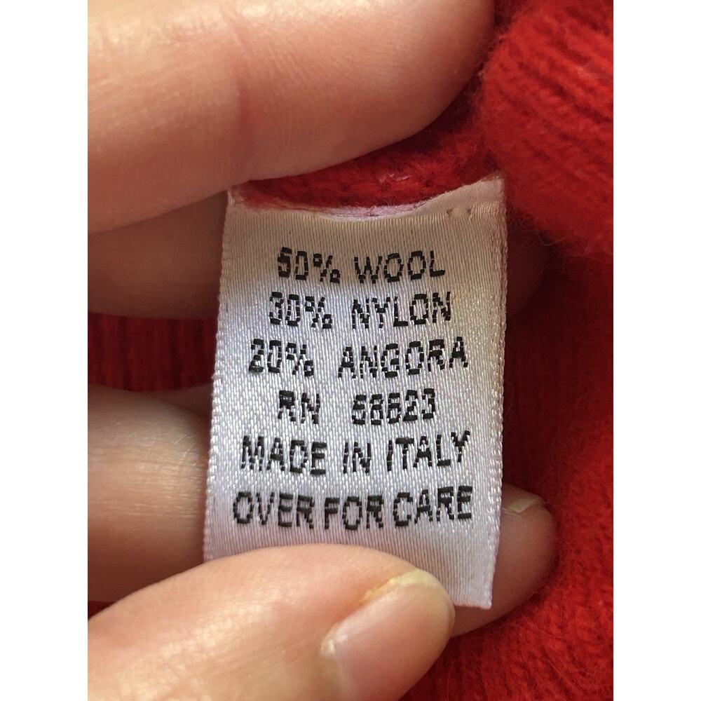 Carducci Red Mock Turtleneck Sweater Wool Angora Italy Small S - Picture 3 of 6